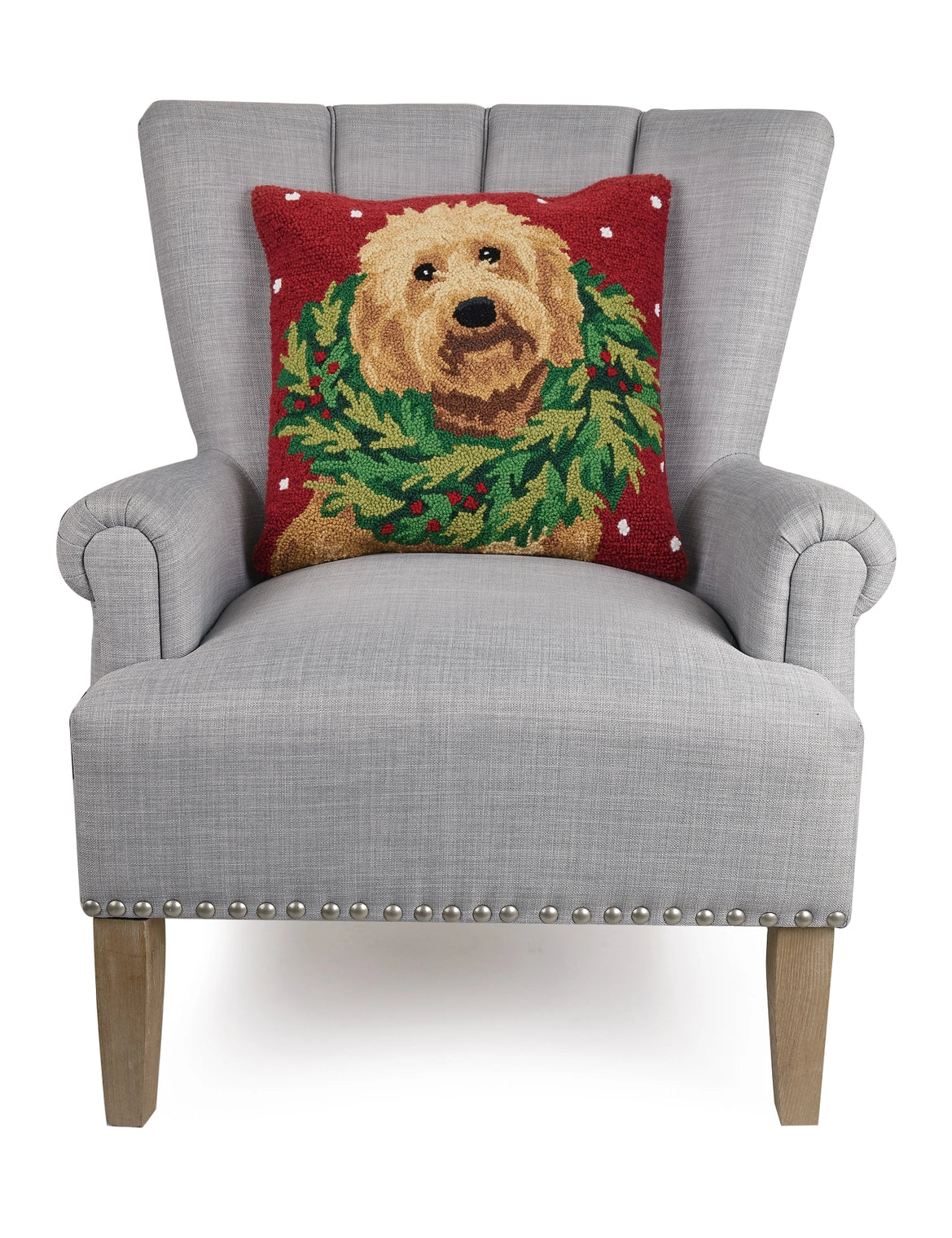Peking Handicraft - Pillow Labradoodle With Wreath