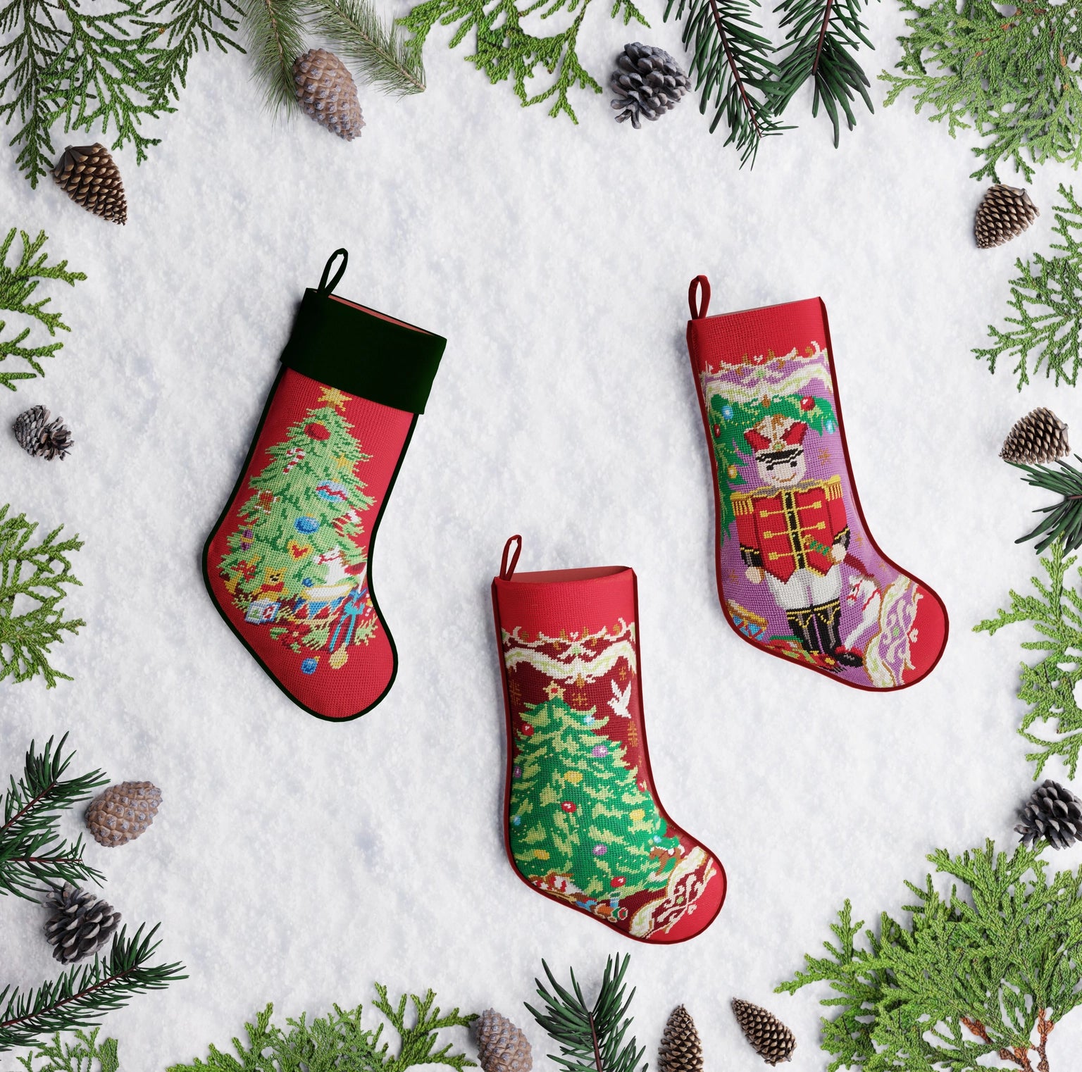 Peking Handicraft - Stocking Christmas Tree Embroidered