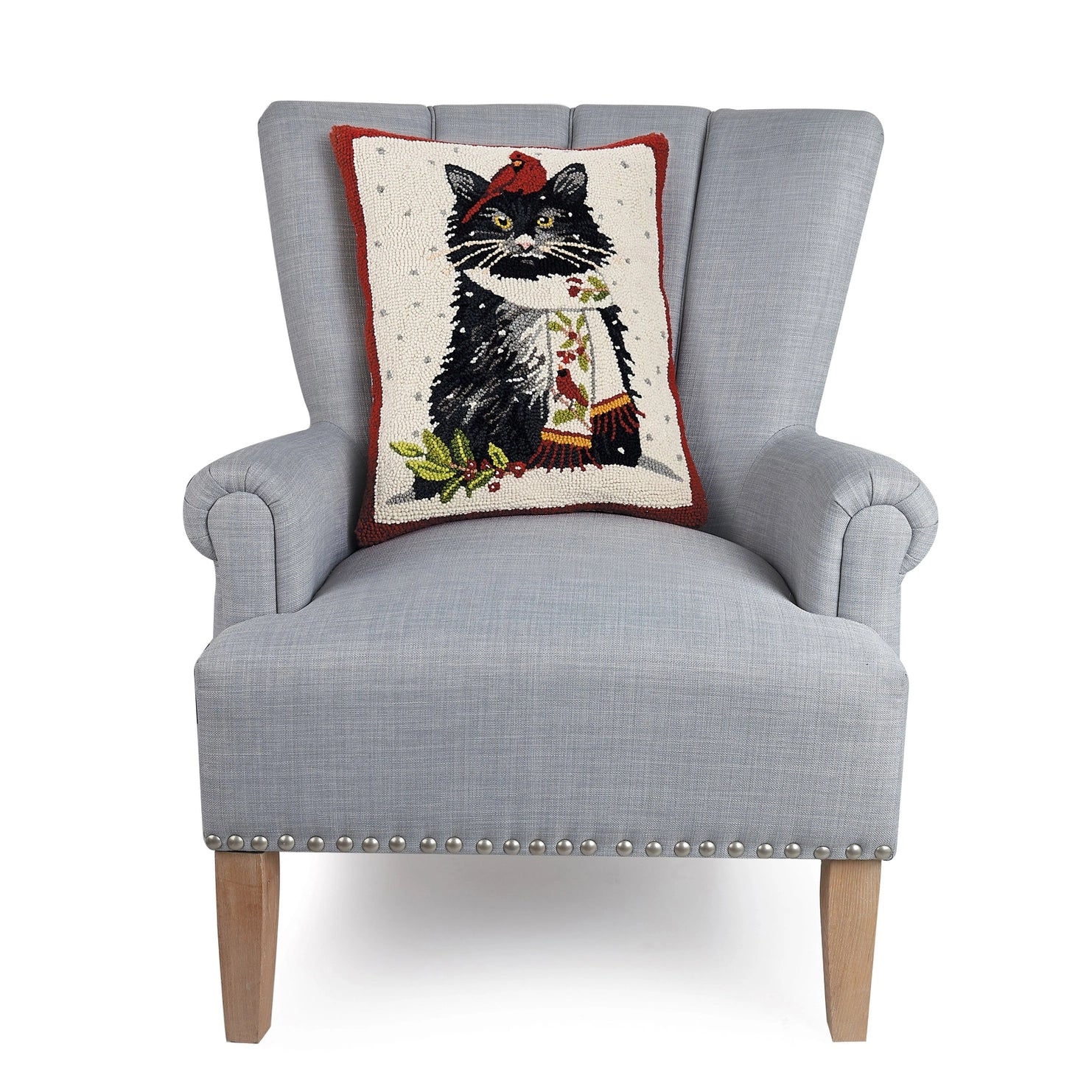 Pillow Hook Holiday Cat with Cardinal