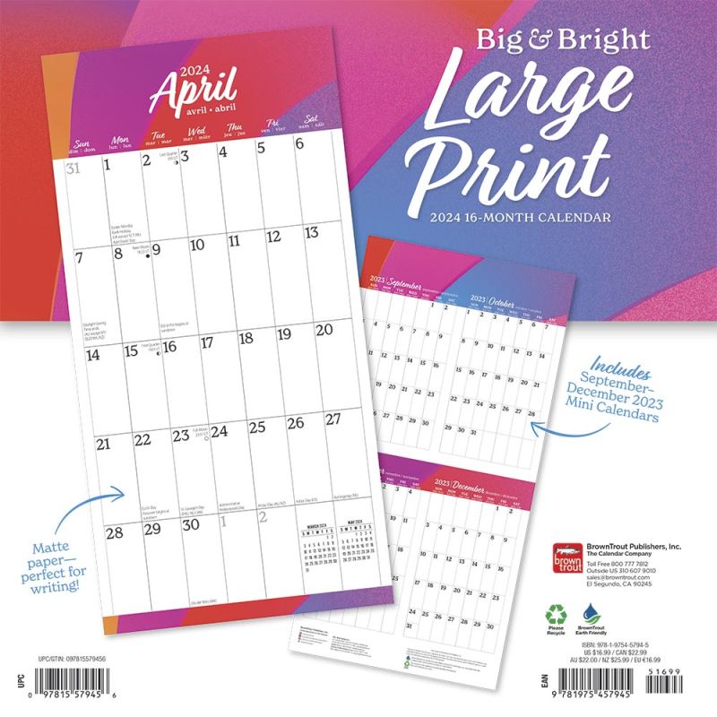 2024 Big & Bright Large Print Calendar