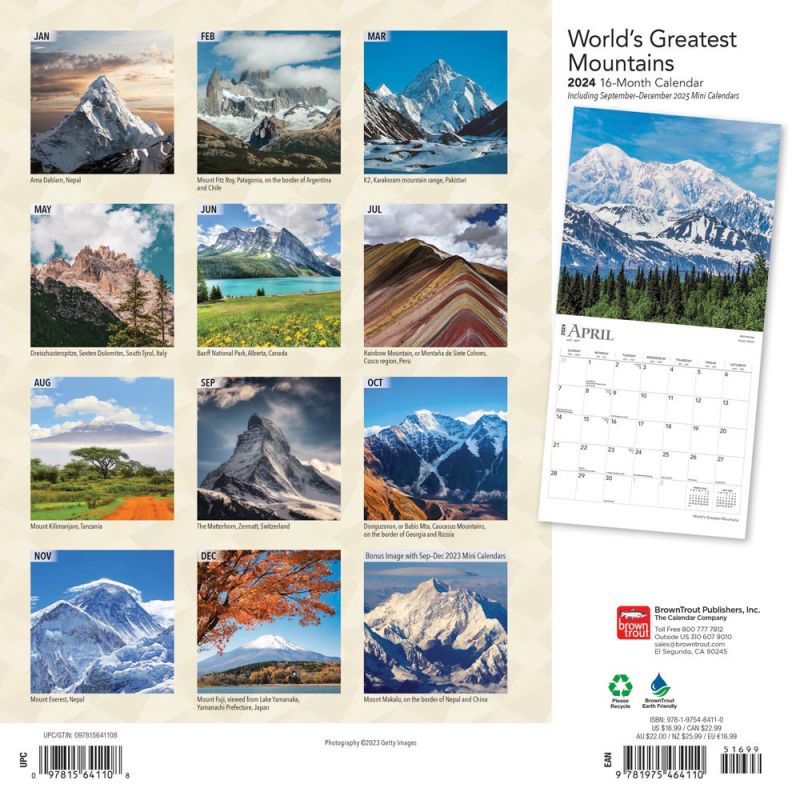 2024 World's Greatest Mountains Calendar