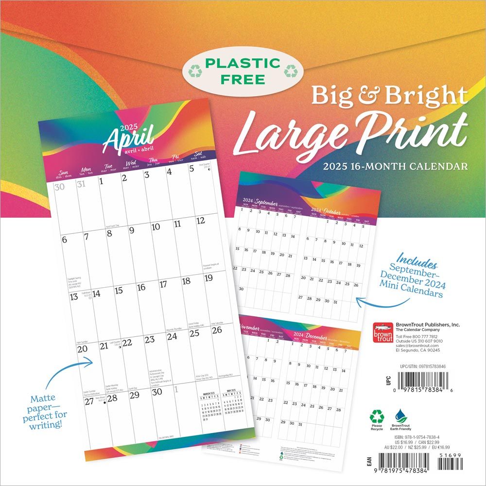 2025 Big & Bright Large Print Calendar