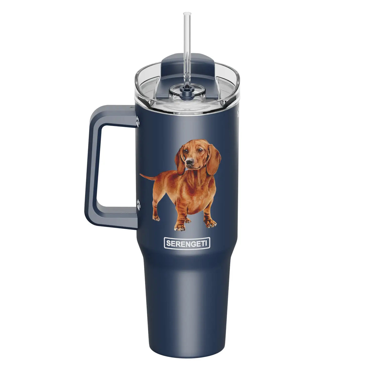 Tumbler with Handle & Straw Dachshund Red
