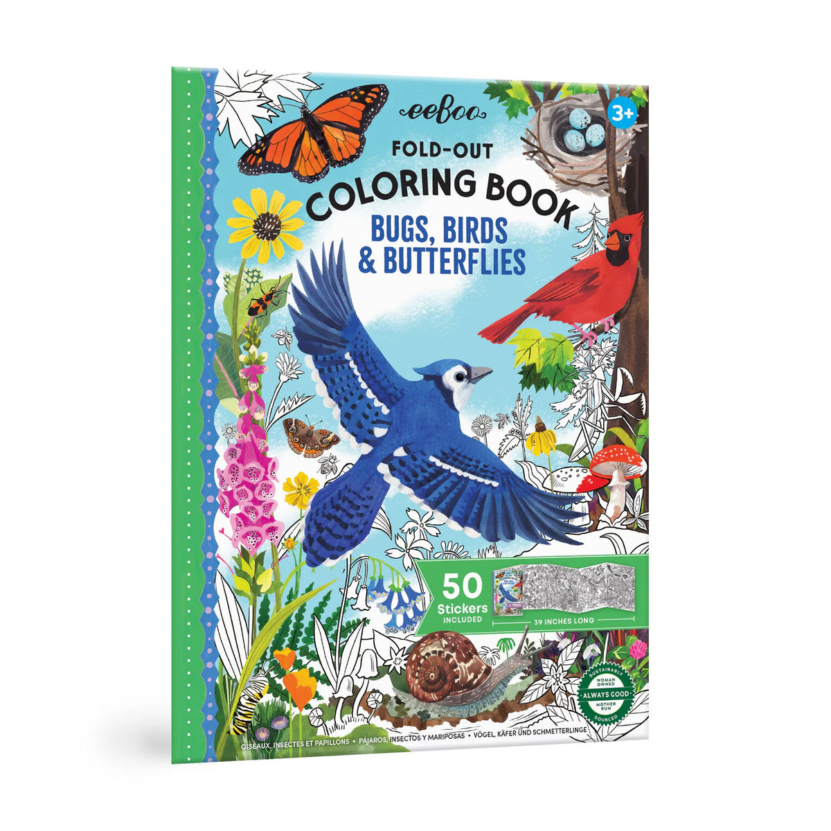 eeBoo - Coloring Book FoldOut - Bugs, Birds, & Butterflies