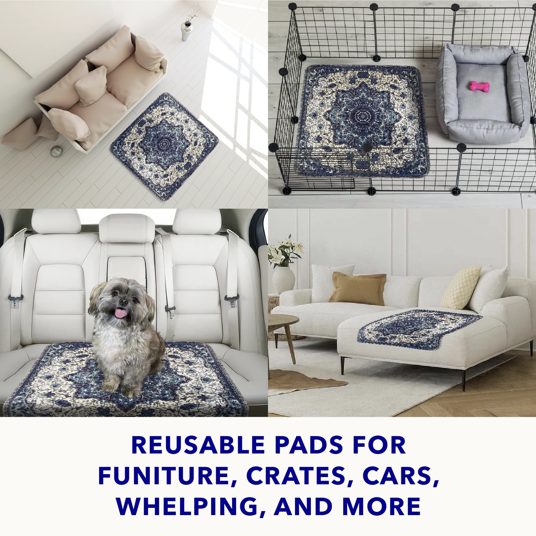 Pupiboo - Blue Medallion Washable Pee Pads