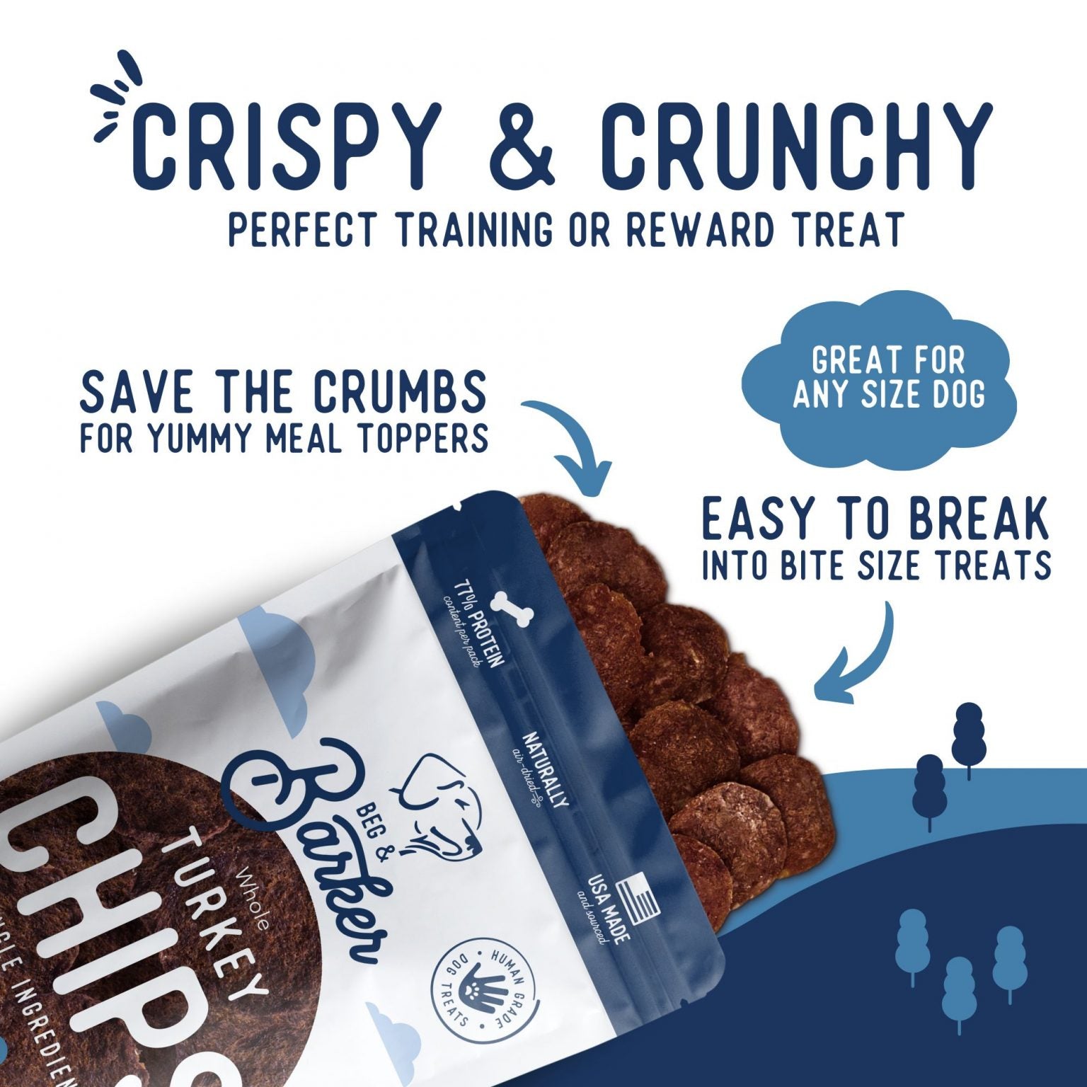 Beg & Barker - Turkey Gizzard Chips Dog Treats 3.5 ounces