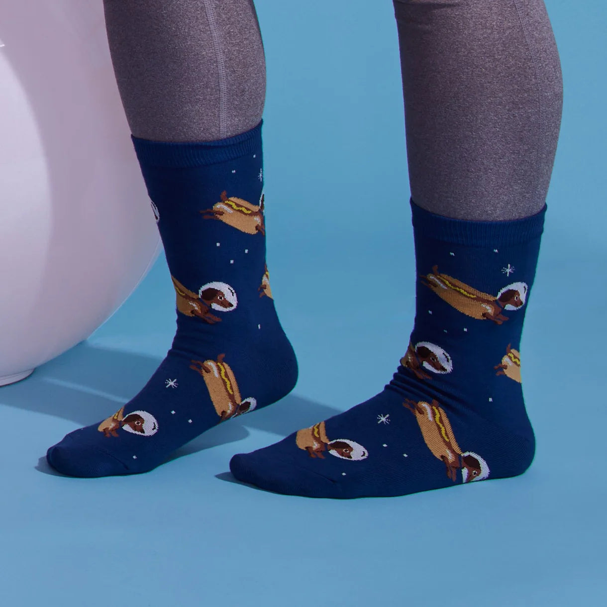 Sock It To Me - Women's Crew Sock: Weiner Dogs, In Space