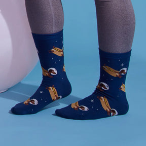 Sock It To Me - Women's Crew Sock: Weiner Dogs, In Space