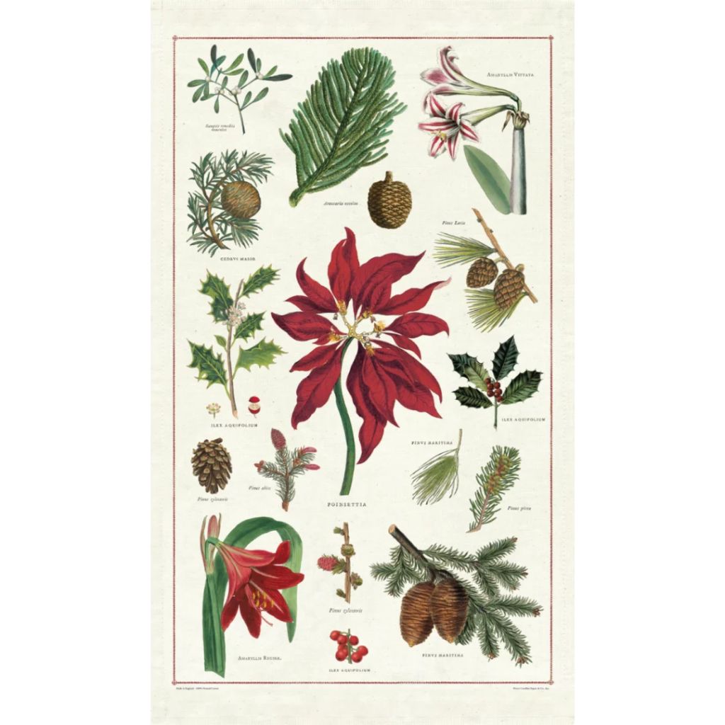Cavallini Papers & Co - Tea Towel Christmas Botanica
