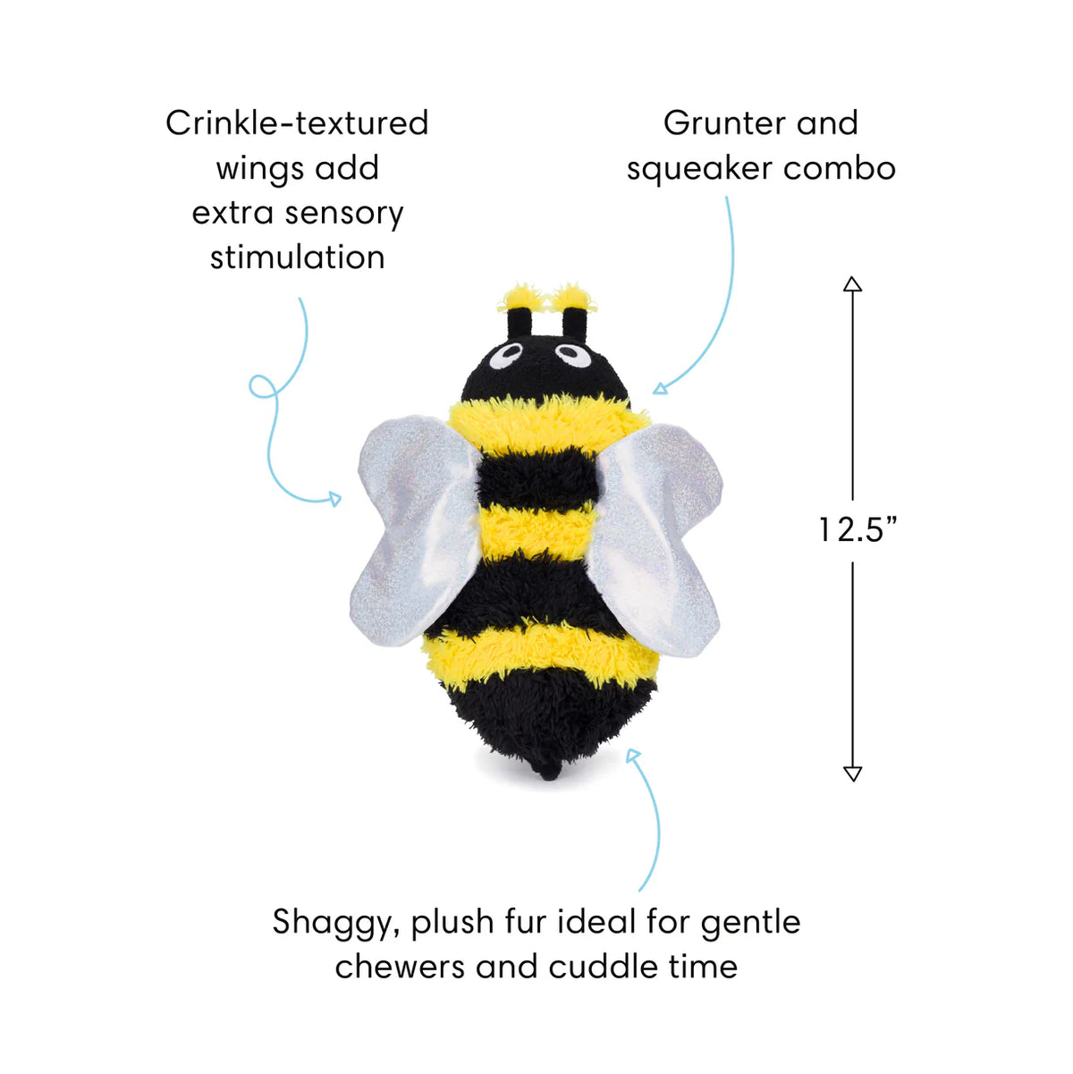 Fab Dog -  Fluffy Bumble Bee Dog Toy