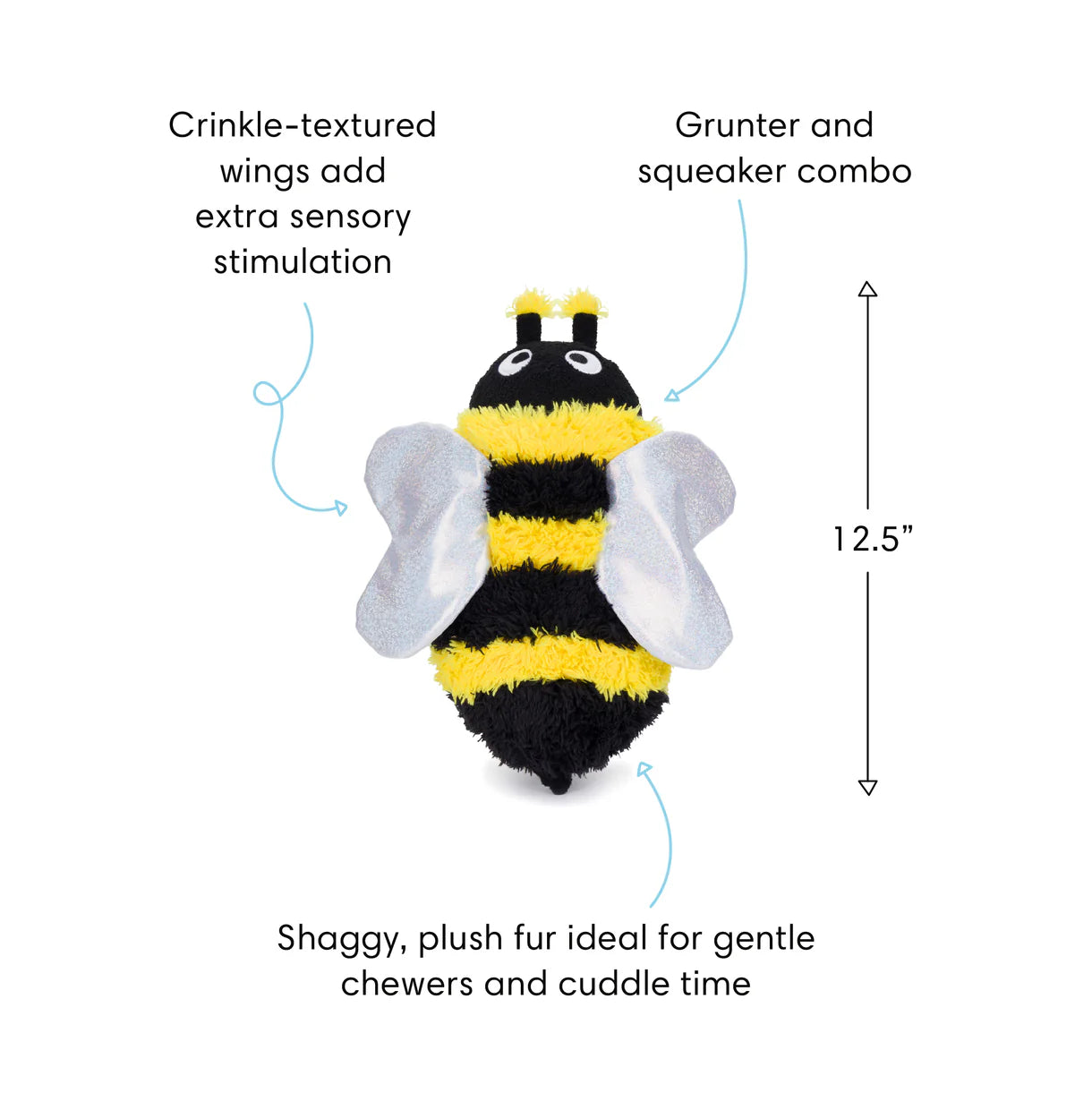 Fab Dog -  Fluffy Bumble Bee Dog Toy