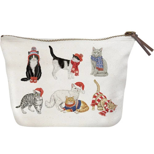 Mary Lake Thompson - Canvas Pouch Holiday Cat