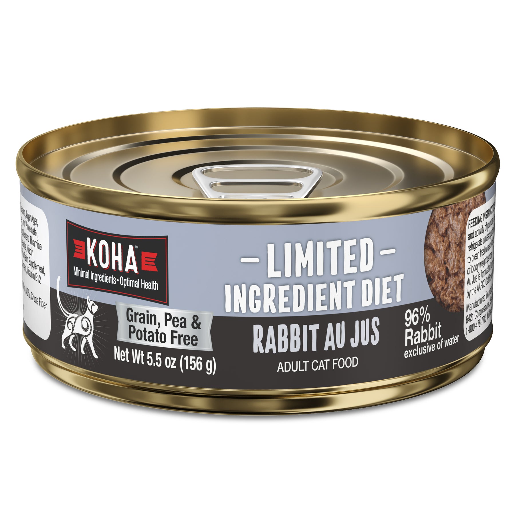 KOHA, Limited Ingredient Diet - All Breeds, Adult Cat Rabbit Au Jus Recipe Canned Cat Food