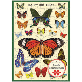 Cavallini Papers & Co - Puzzle Greeting Card & Notebook "Happy Birthday Butterflies"