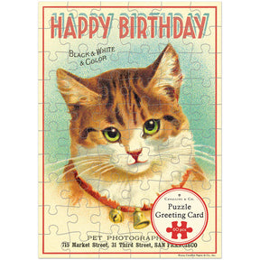 Cavallini Papers & Co - Card With 60 Piece Puzzle Cat Birthday