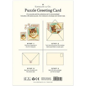 Cavallini Papers & Co - Card With 60 Piece Puzzle Cat Birthday
