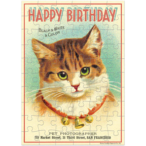 Cavallini Papers & Co - Card With 60 Piece Puzzle Cat Birthday