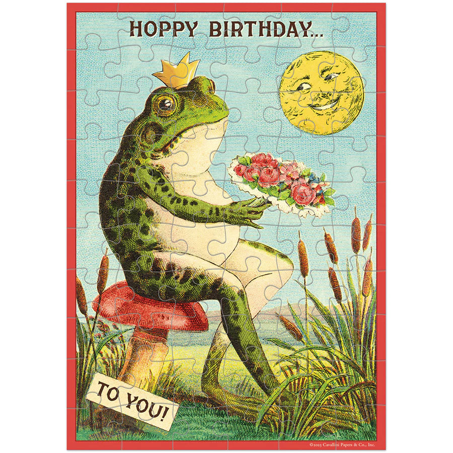 Cavallini Papers & Co - Card With 60 Piece Puzzle Happy Birthday Frog