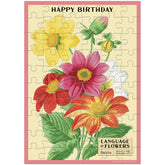 Cavallini Papers & Co - Card With 60 Piece Puzzle Happy Birthday Language of Flowers