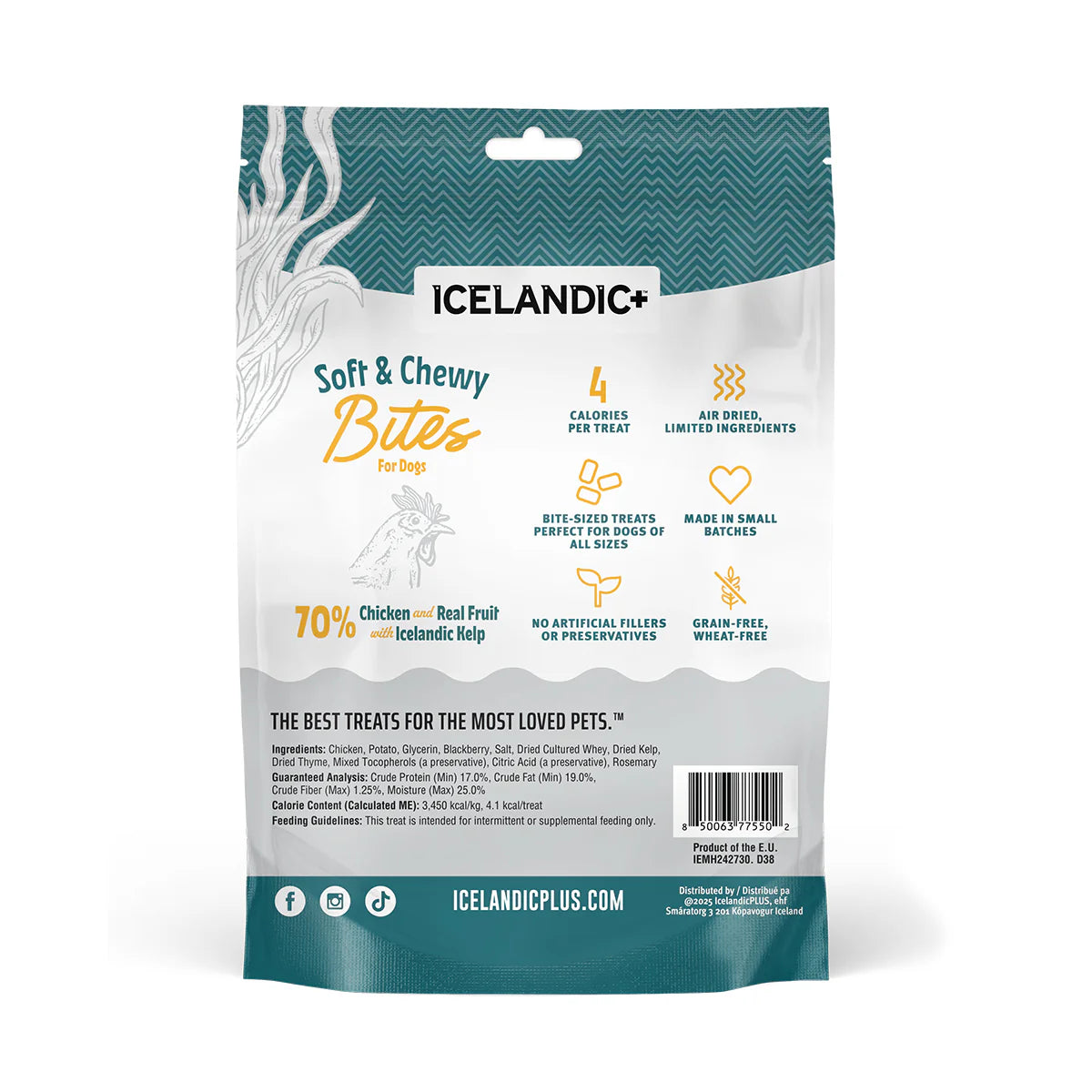 Icelandic+ Soft & Chewy Bites Chicken, Blackberry, & Kelp Treats For Dogs