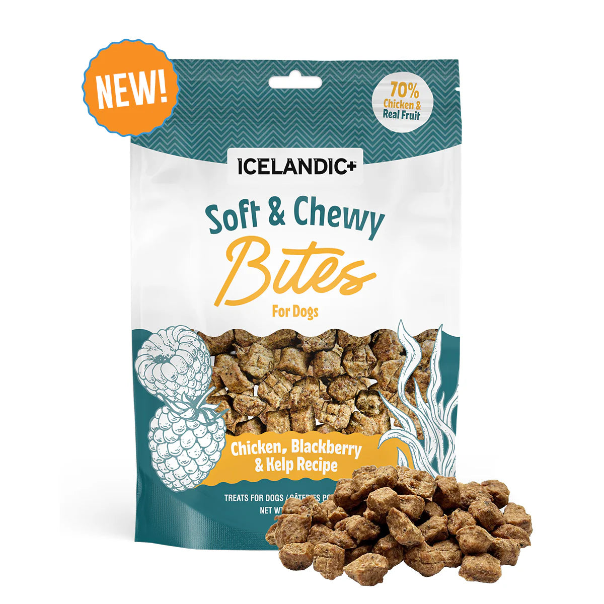 Icelandic+ Soft & Chewy Bites Chicken, Blackberry, & Kelp Treats For Dogs