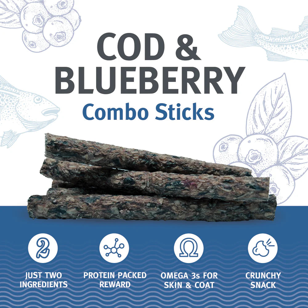 Icelandic+ Combo Sticks Cod & Blueberry Pure Fish Treats For Dogs