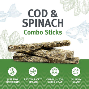 Icelandic+ Combo Sticks Cod & Spinach Pure Fish Treats For Dogs