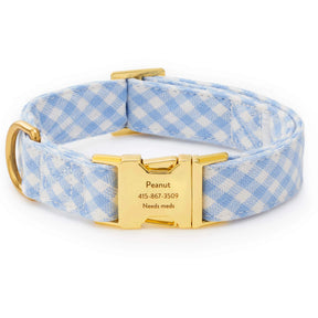 Dog Collar Sky Blue Gingham