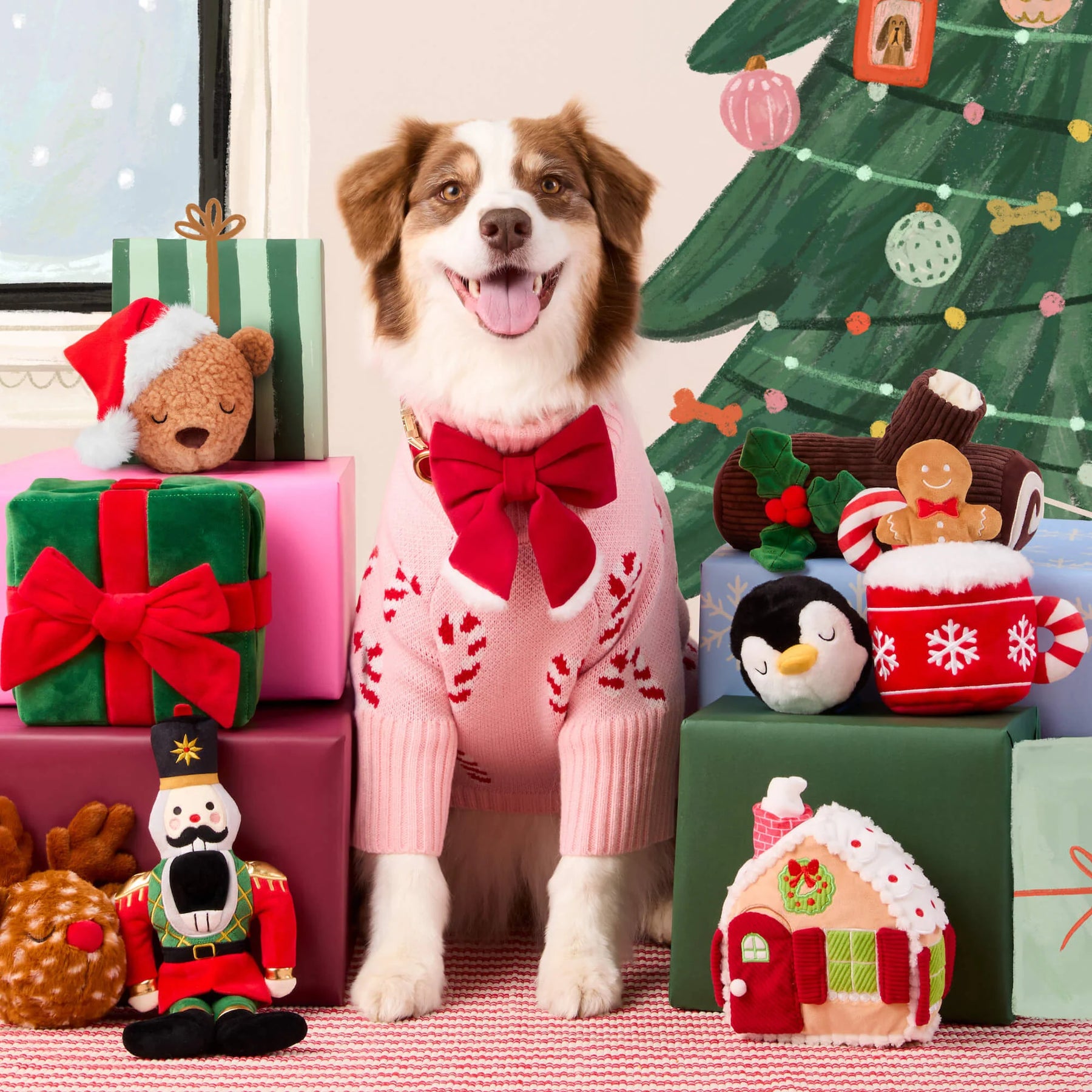 Foggy Dog - Dog Sweater Pink Candy Canes - Southern Agriculture 