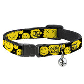 Buckle Down - Cat Collar Smiley Face BK/YW