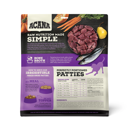 Champion Petfoods, Acana - All Dog Breeds, All Life Stages Freeze-Dried Patties, Free-Run Duck Recipe