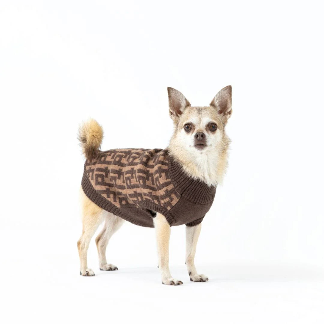 fabdog - Sweater Monogram Brown
