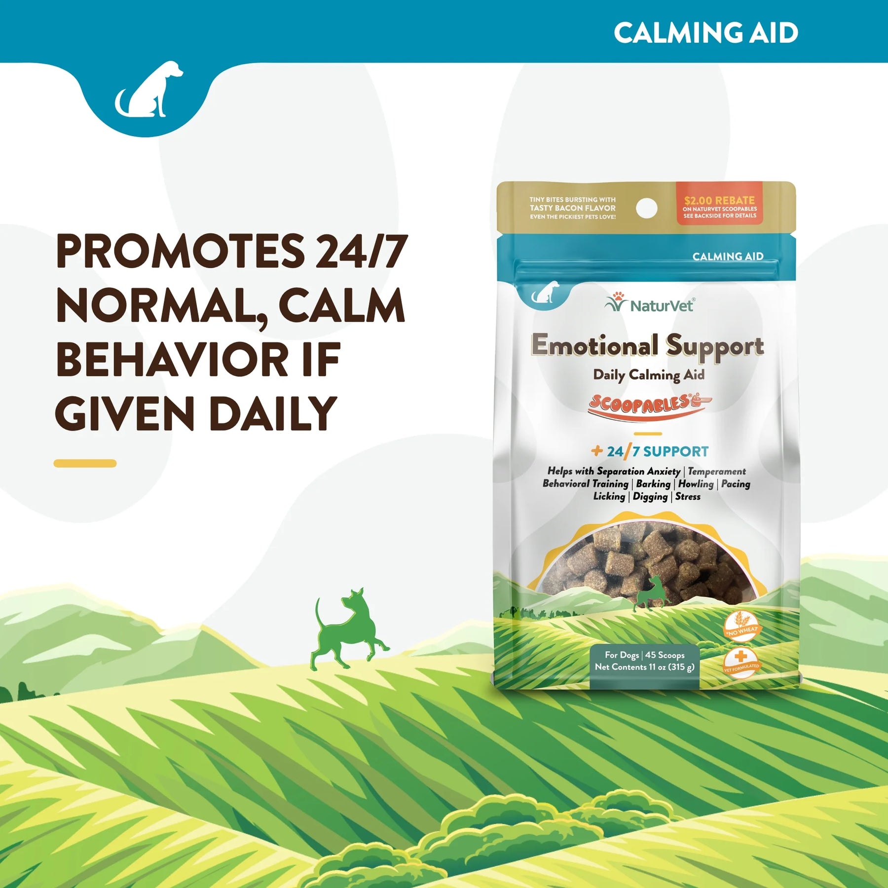 NaturVet - Scoopables Emotional Support Dog Calming Aid 24/7 Support