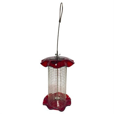 Red Acrylic Feeder w/ Stainless Steel Screen
