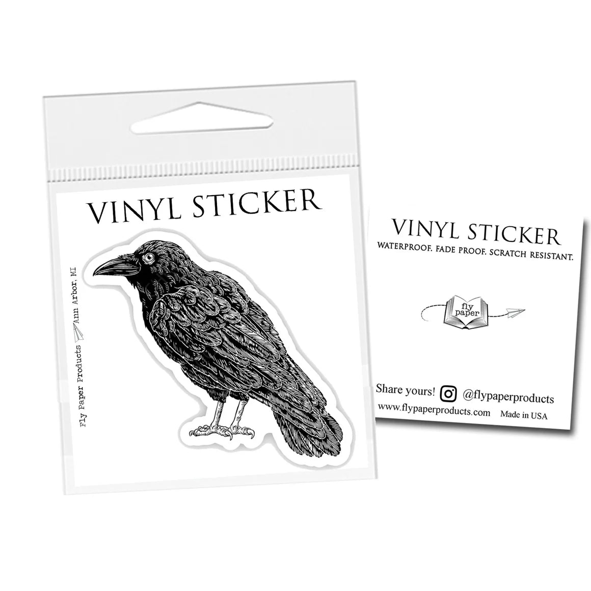Fly Paper Products - Sticker Vinyl Creepy Crow Raven