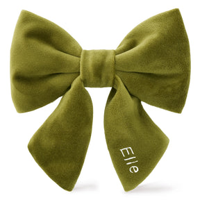 Dog Bow Lady Olive Velvet