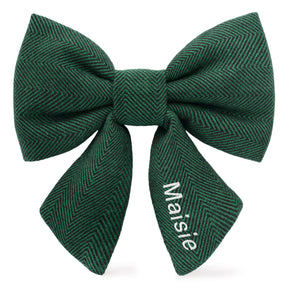 The Foggy Dog - Lady Bow Evergreen Herringbone