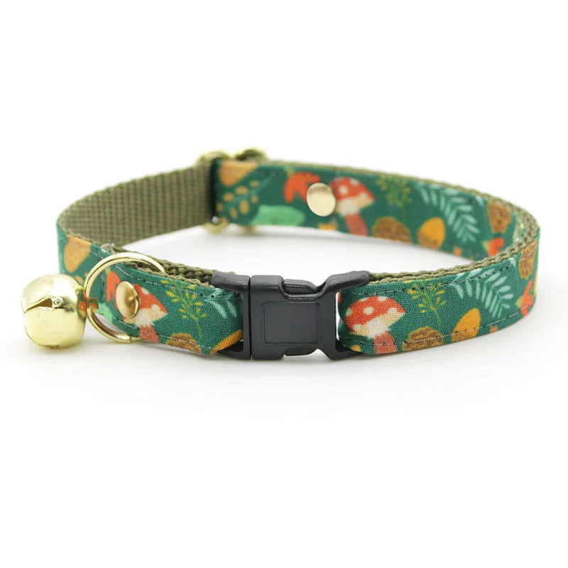 Made by Cleo - Cat Collar "Forest Fantasy" Breakaway with Gold