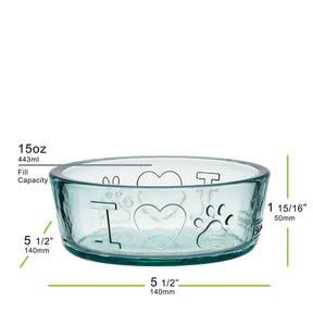 Couronne Co - Bowl Toby Recycled Glass "I Love Paws"