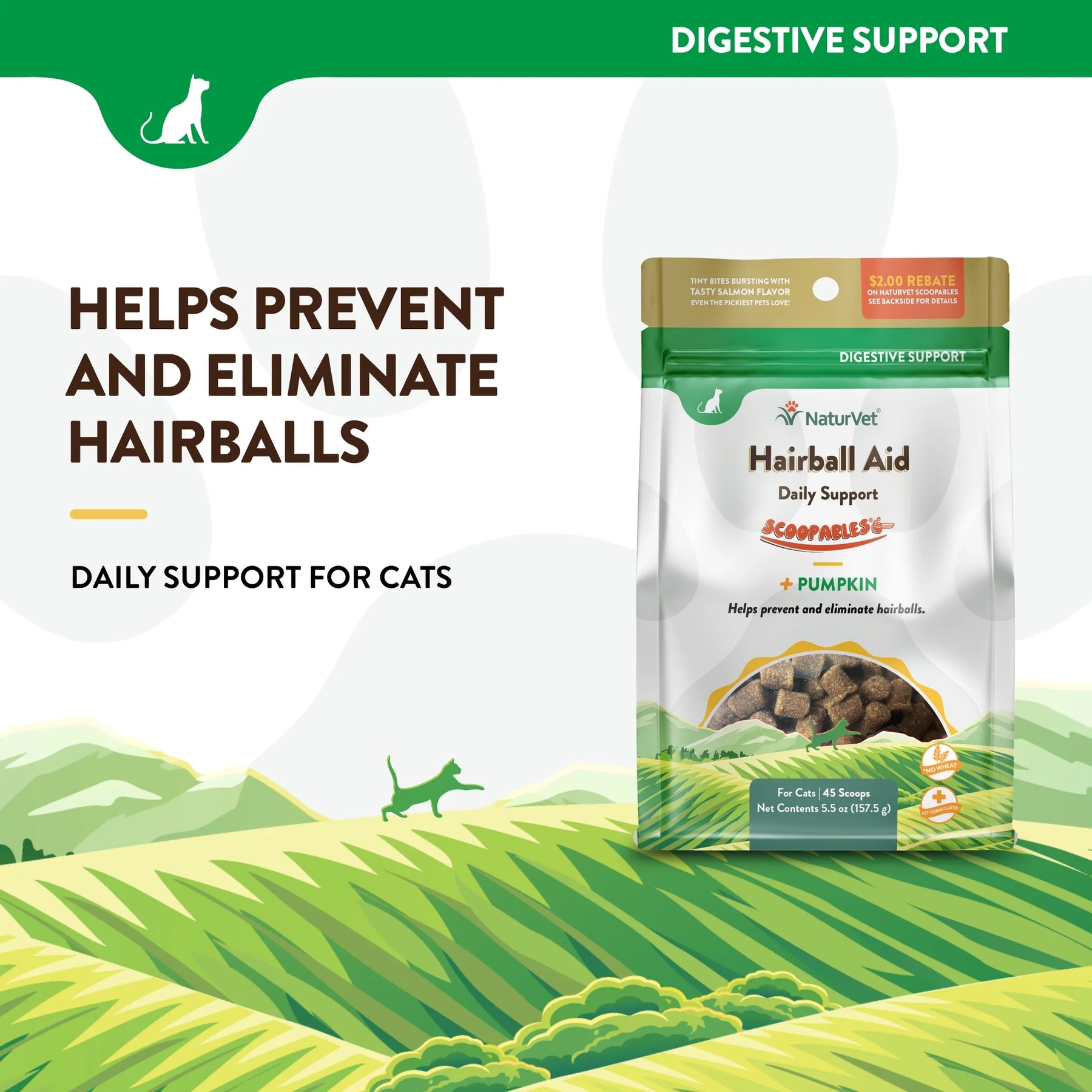 NaturVet - Scoopables Hairball Aid DailySupport + Pumpkin for Cats
