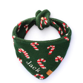 Dog Bandana Candy Cane Knit