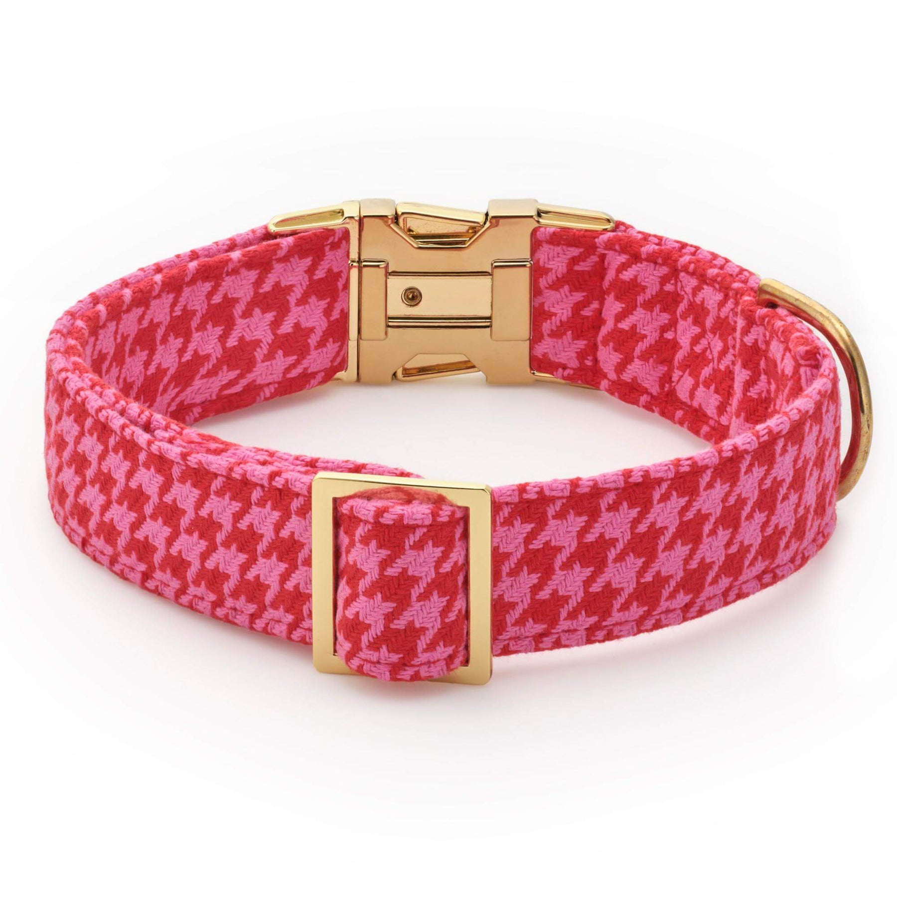 The Foggy Dog - Dog Collar Red & Pink Houndstooth