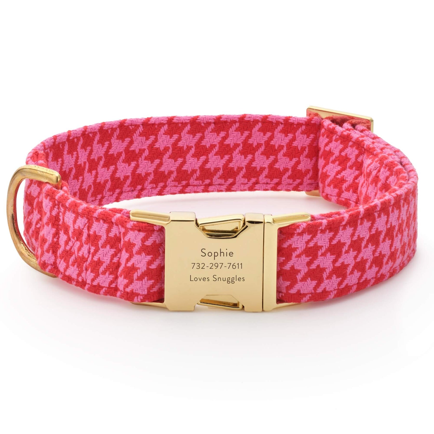 The Foggy Dog - Dog Collar Red & Pink Houndstooth