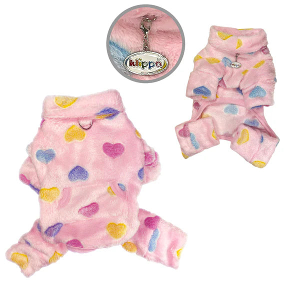 Klippo - Ultra Plush Colorful Hearts Turtleneck Pajamas