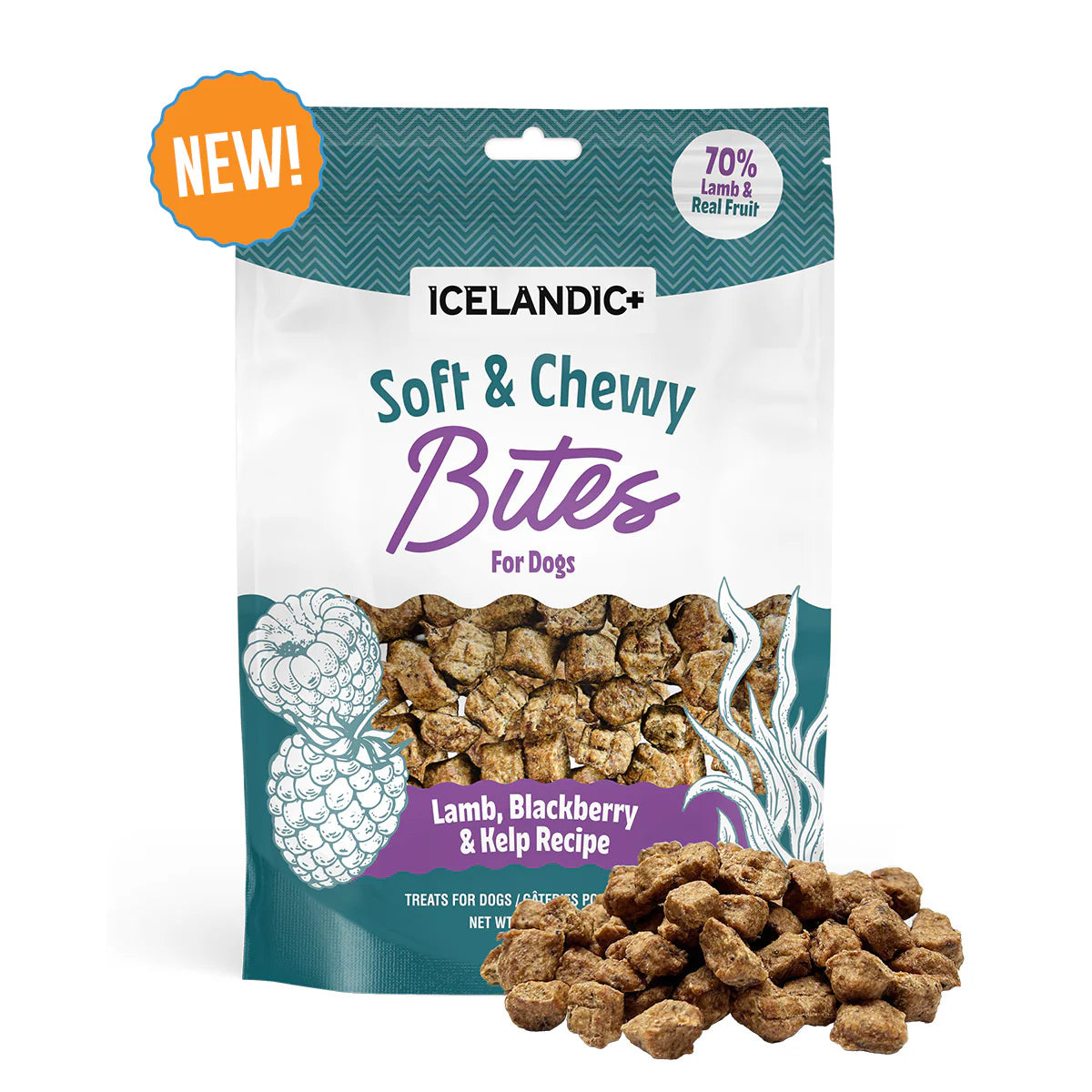 Icelandic+ Soft & Chewy Bites Lamb, Blackberry & Kelp Treats For Dogs