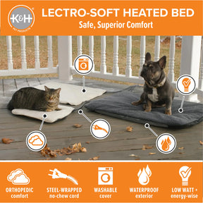 K & H Pet Products - Lectro-Soft™ Outdoor Heated Pet Bed Gray