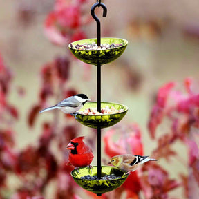 Couronne Co - Bird Feeder Mosaic Birds Triple Hanging Poppy