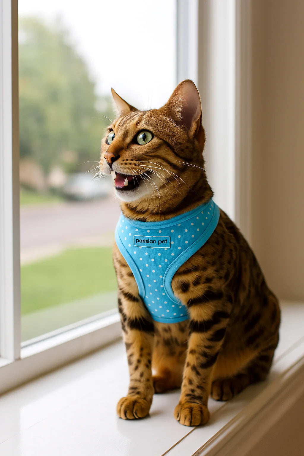 Parisian Pet - Freedom Harness Blue Polka Dots