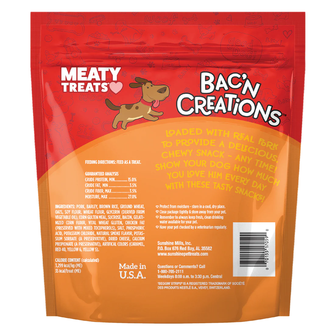 Meaty Treats - Bac'n Creations Bacon Flavor for Dogs