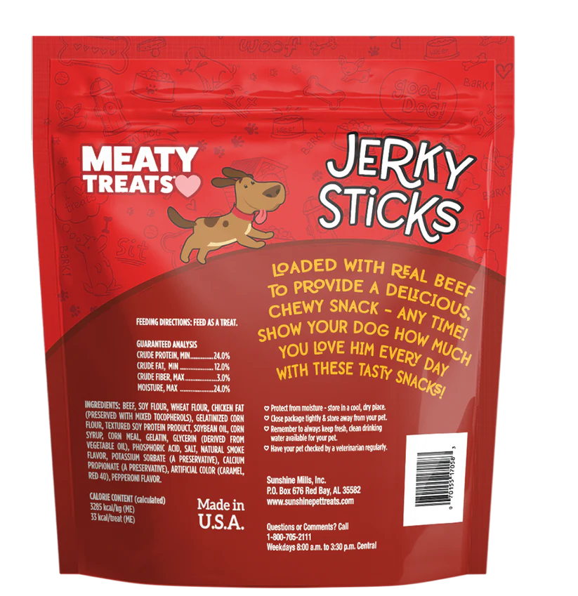 Meaty Treats - Jerky Sticks Beef & Pepperoni Flavor for Dogs